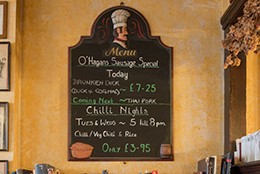 pub menu